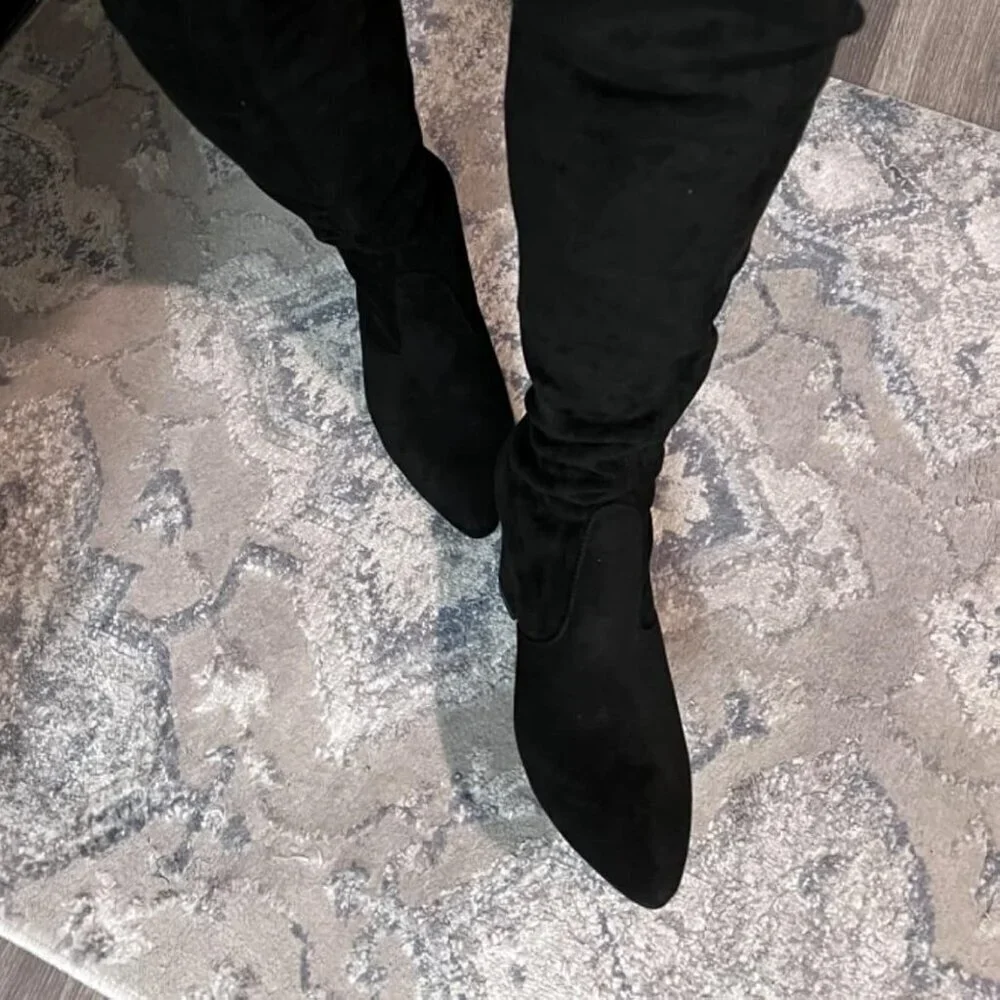 🆕Women's 8957black Polyurethane High Pointy-toe High-heel Over The Knee Boots